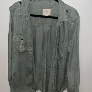 American Eagle Army Green Button Up